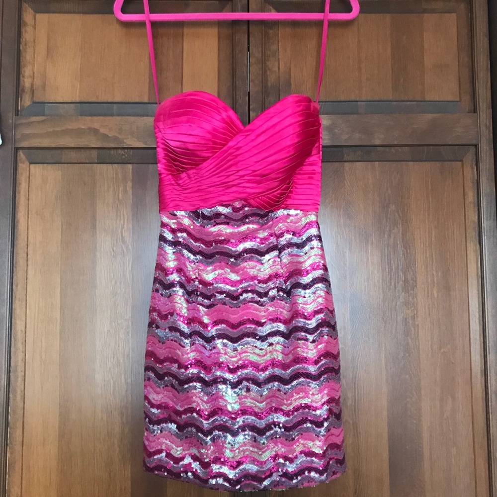 Night Moves Fuchsia Short Prom Dress! Worn Once!